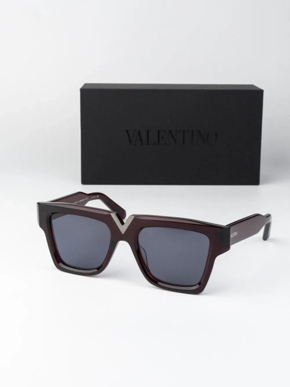 Valentino Men Sunglasses Burgundy Grey Square V-GOLD I VLS-162 C